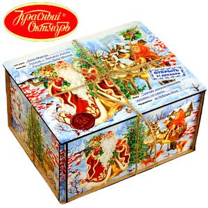 Детский новогодний подарок в картонной упаковке весом 1000 грамм по цене 1209 руб