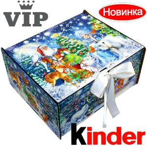 Детский новогодний подарок в премиальной упаковке весом 1200 грамм по цене 1576 руб